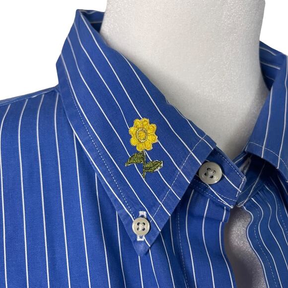 Ralph Lauren reworked collared shirt with added vintage daisy flower patches - Picture 3 of 8